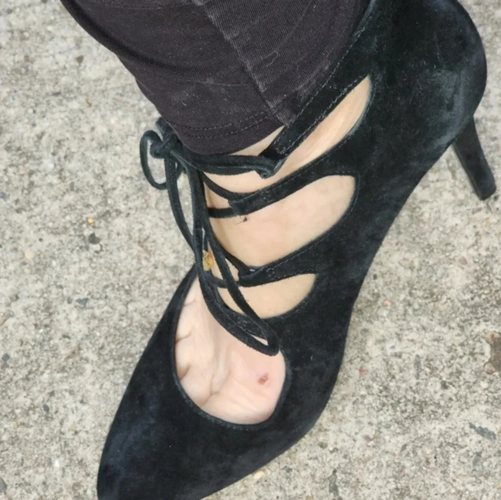 Karl Lagerfeld Black  Tie Up  Sexy  ‎ Stilettos 10